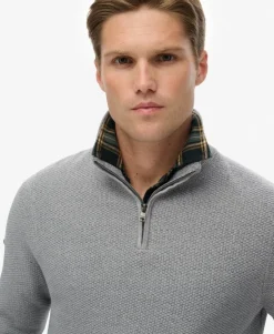 Cotton Texture Half-Zip Jumper