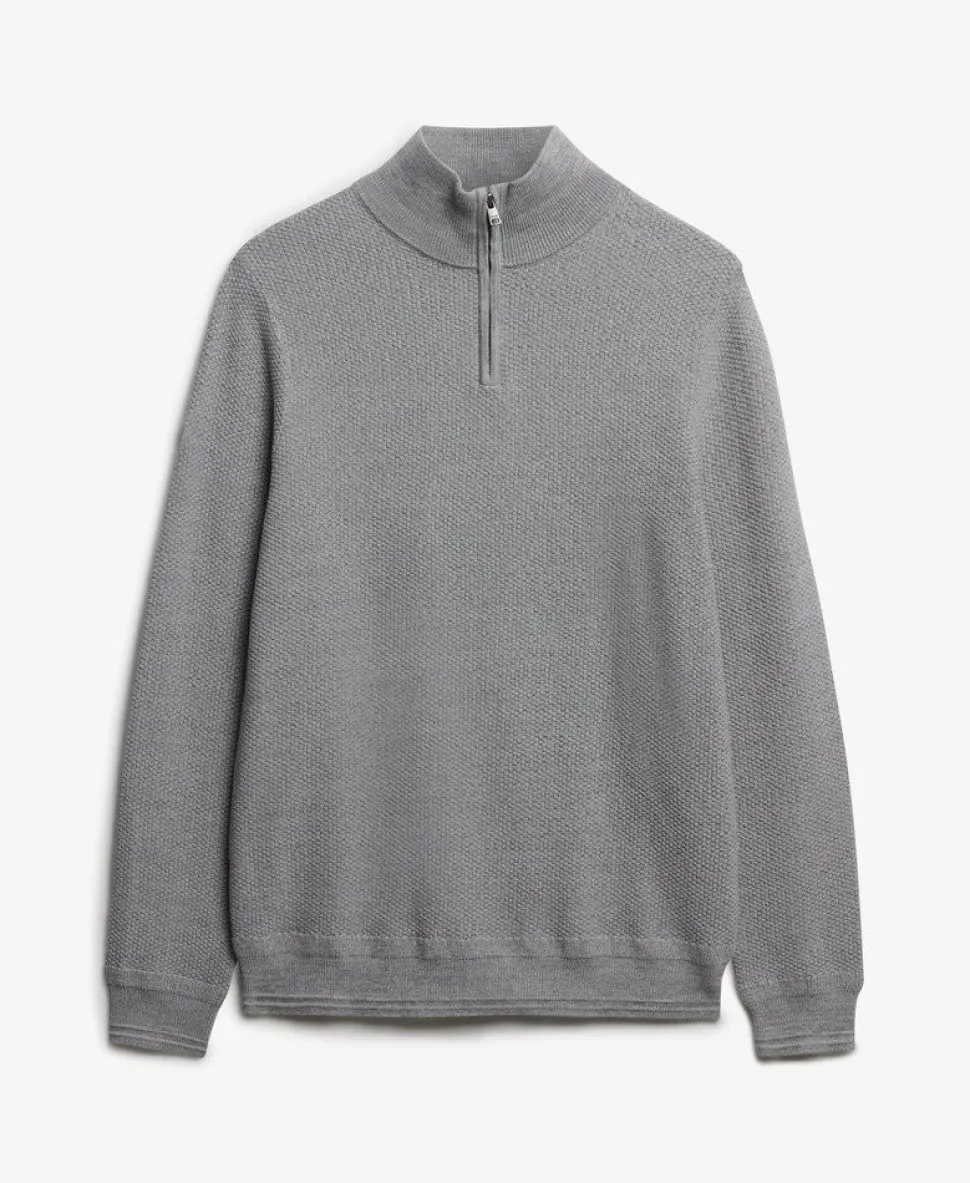 Cotton Texture Half-Zip Jumper