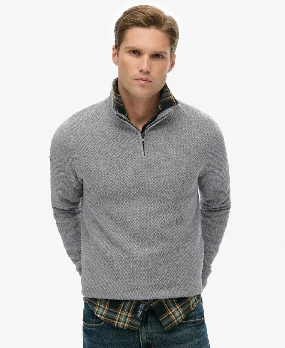 Cotton Texture Half-Zip Jumper