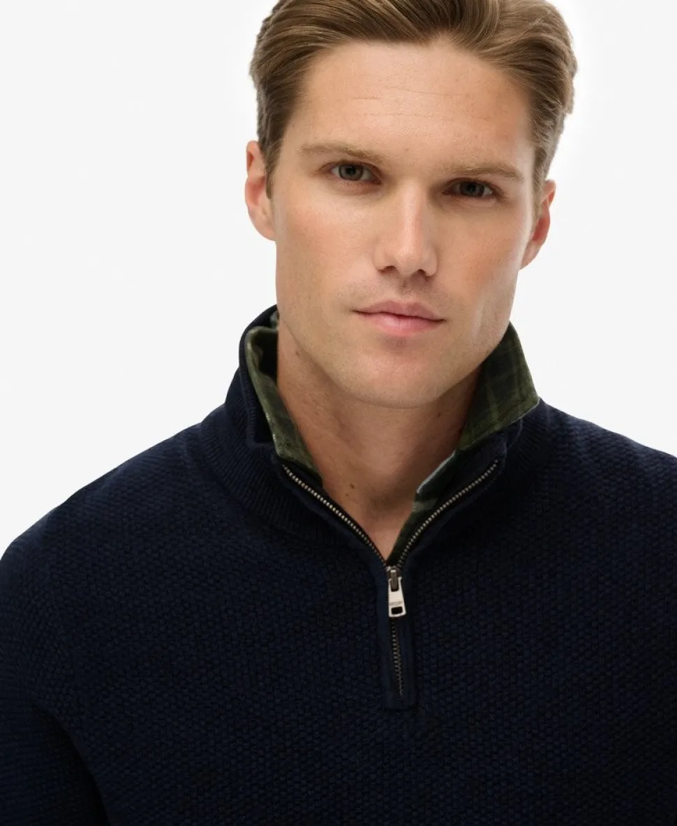 Cotton Texture Half-Zip Jumper