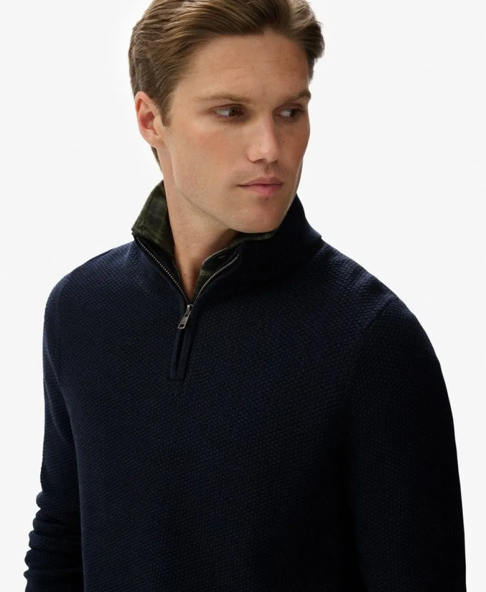 Cotton Texture Half-Zip Jumper