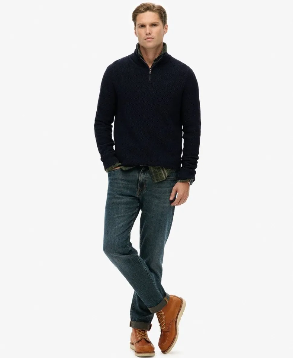 Cotton Texture Half-Zip Jumper