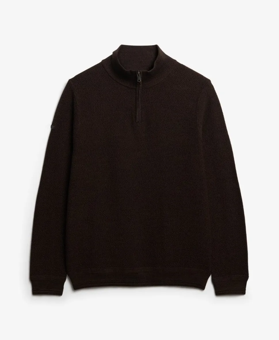 Cotton Texture Half-Zip Jumper
