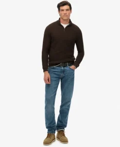 Cotton Texture Half-Zip Jumper