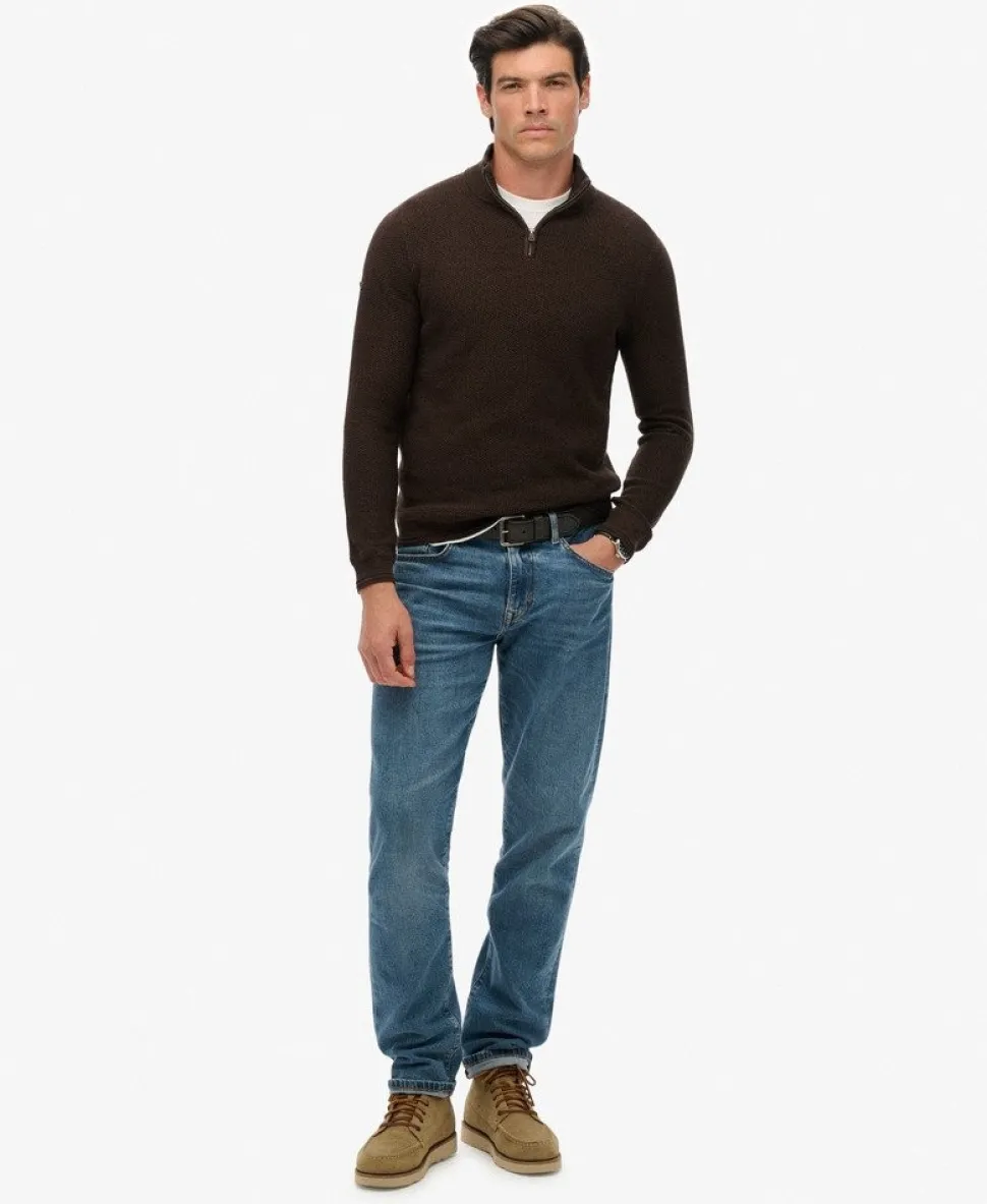 Cotton Texture Half-Zip Jumper