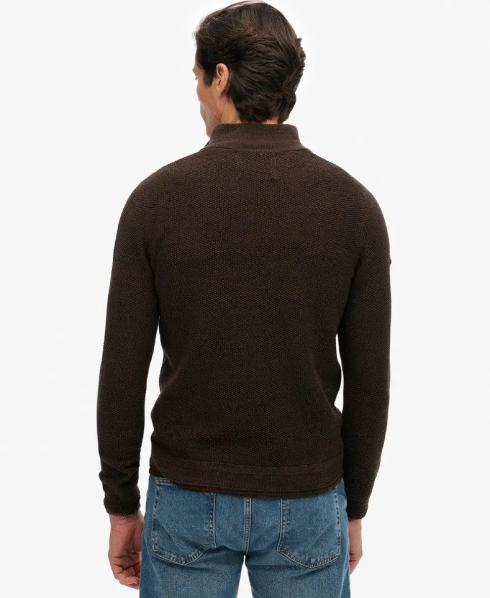 Cotton Texture Half-Zip Jumper