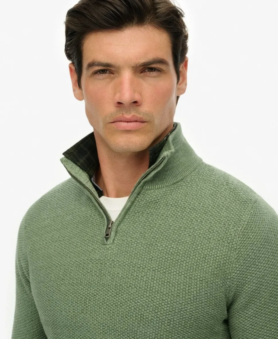 Cotton Texture Half-Zip Jumper