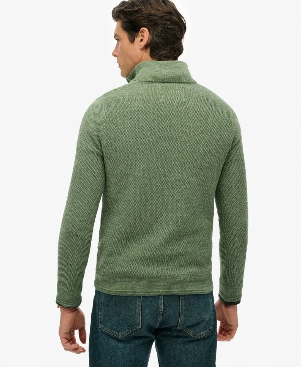 Cotton Texture Half-Zip Jumper
