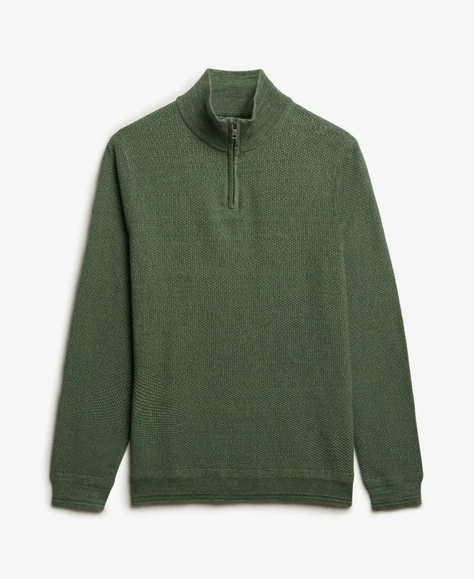 Cotton Texture Half-Zip Jumper
