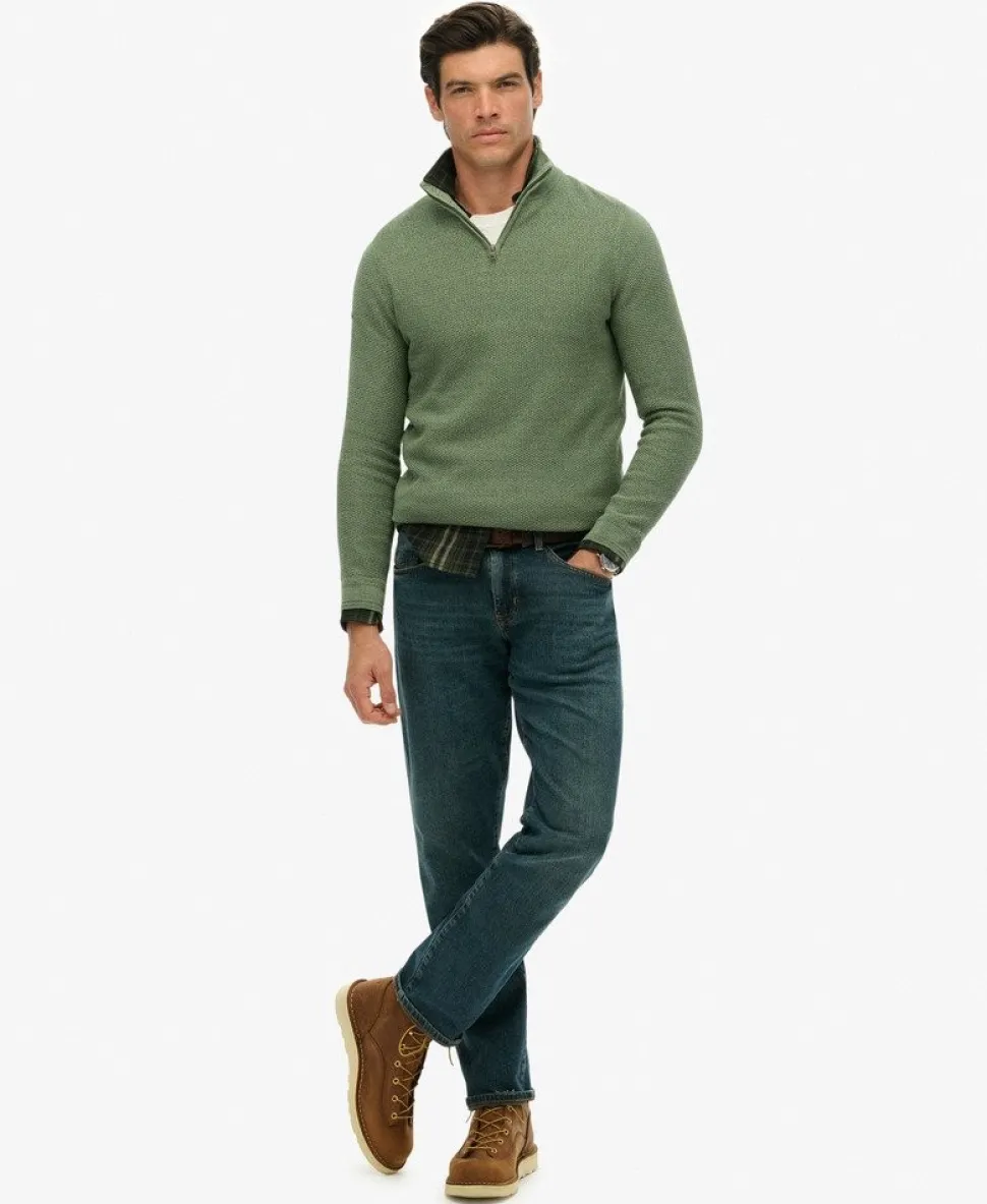 Cotton Texture Half-Zip Jumper