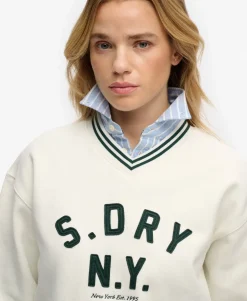 Country Club Applique V Neck Sweatshirt