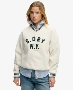Country Club Applique V Neck Sweatshirt