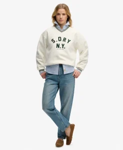 Country Club Applique V Neck Sweatshirt