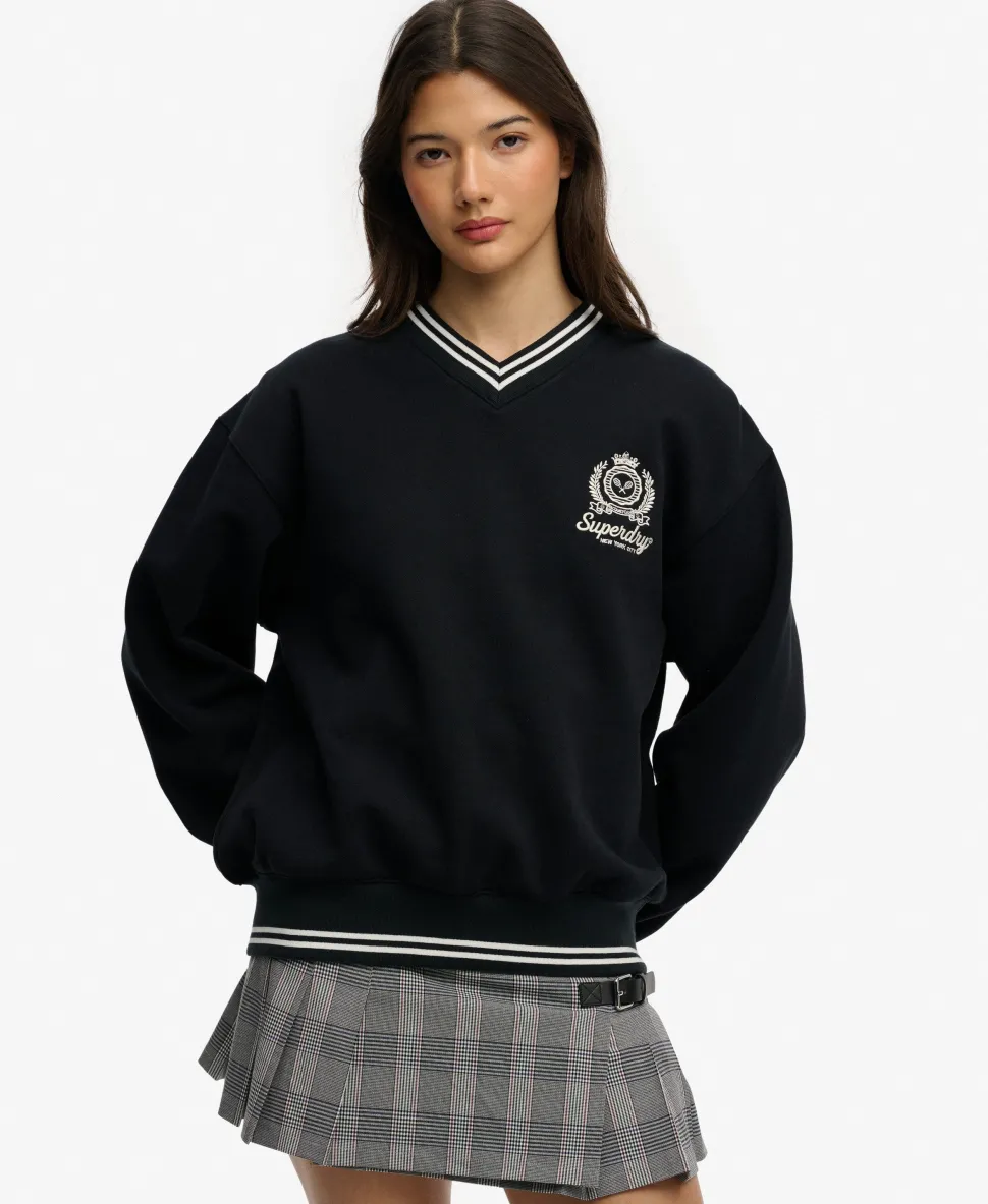 Country Club Crest V-Neckline Sweatshirt