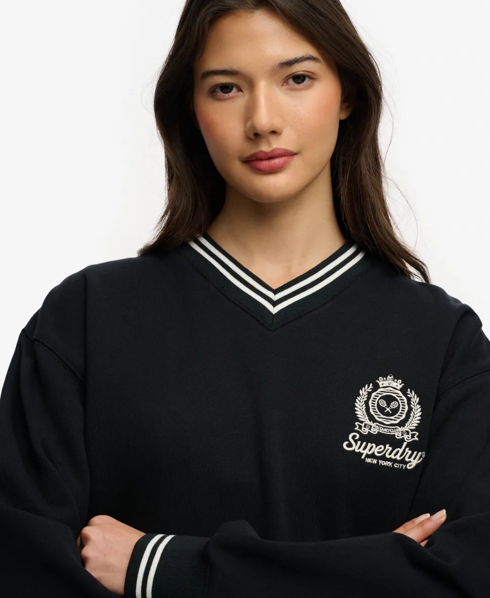 Country Club Crest V-Neckline Sweatshirt