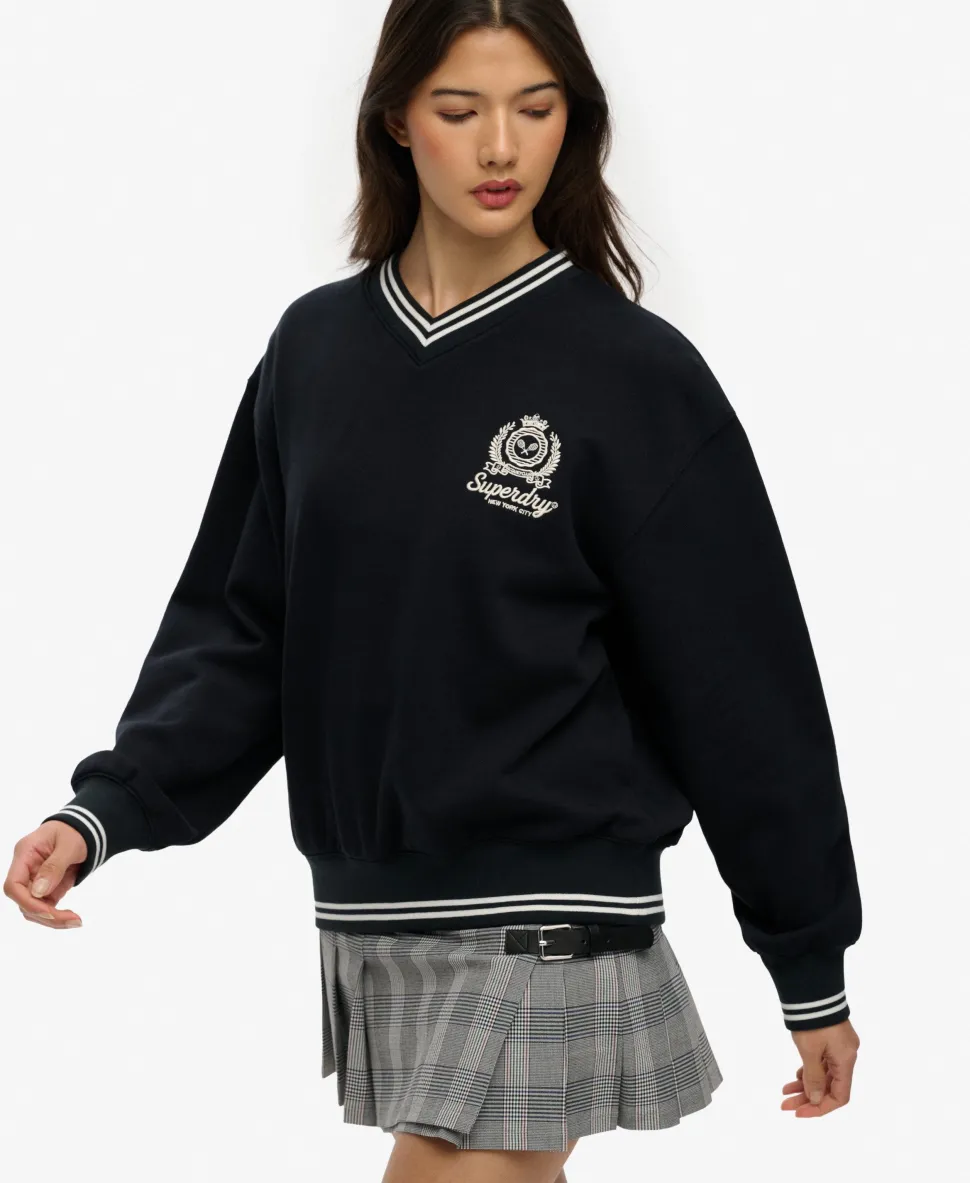 Country Club Crest V-Neckline Sweatshirt