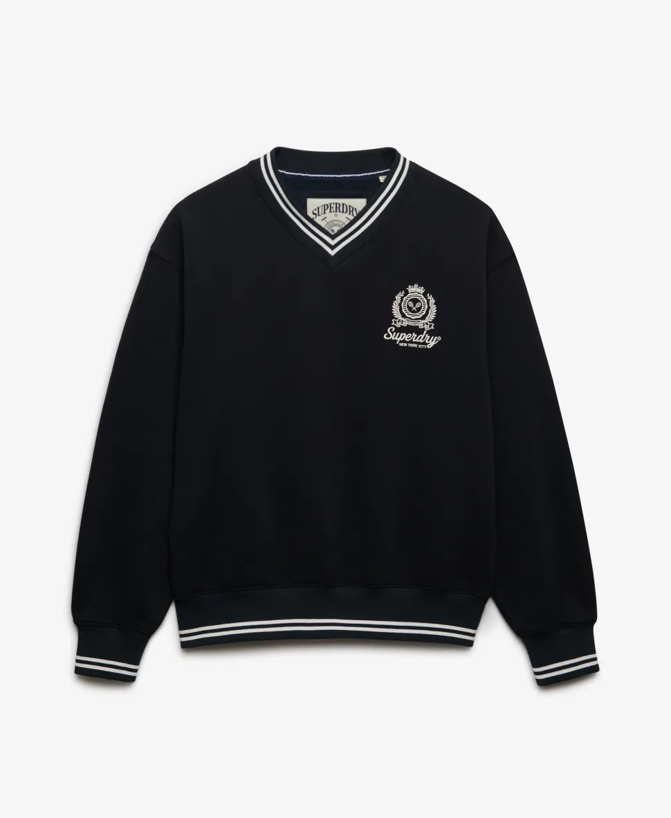 Country Club Crest V-Neckline Sweatshirt