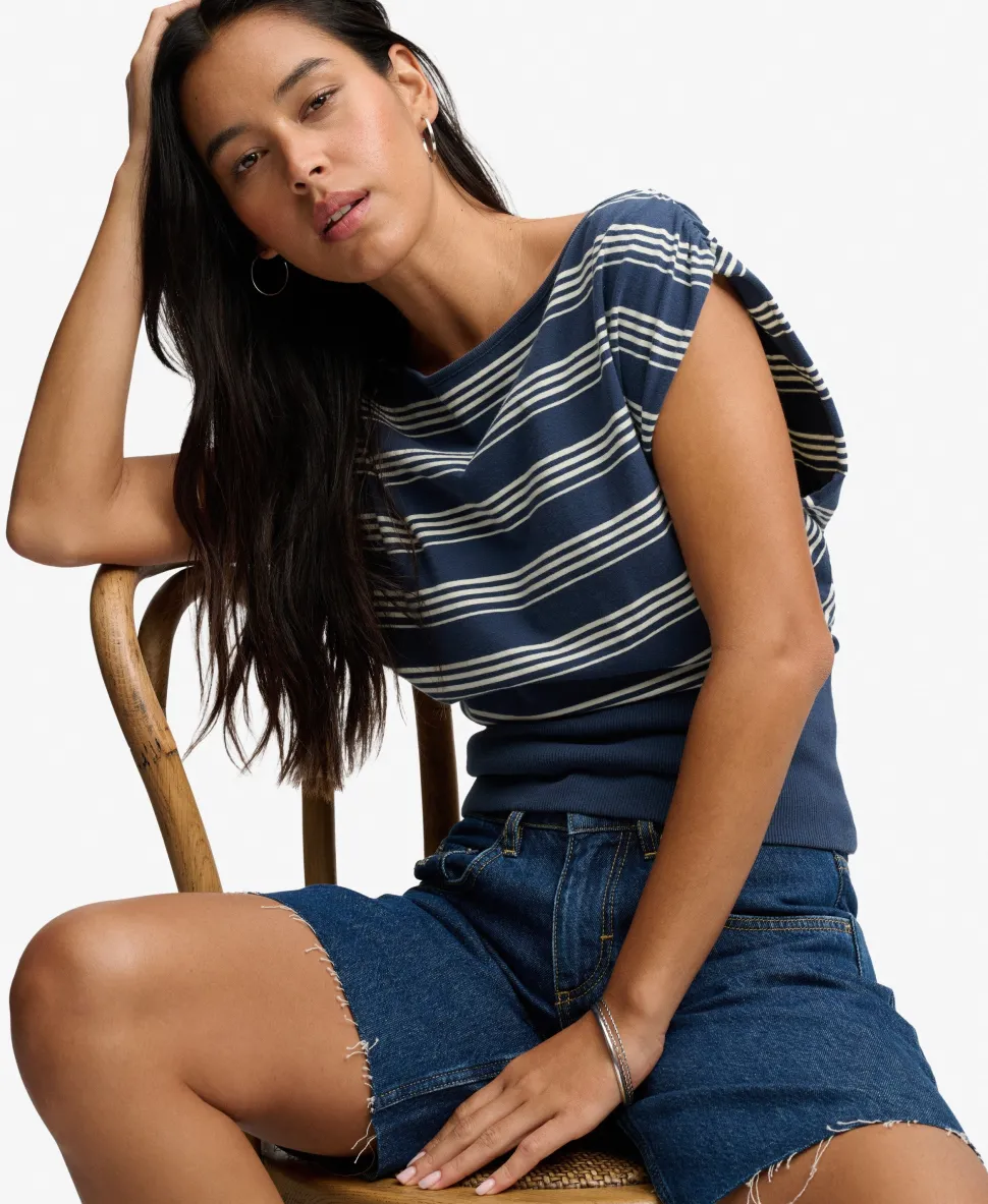 Deep Rib Stripe Bardot Top