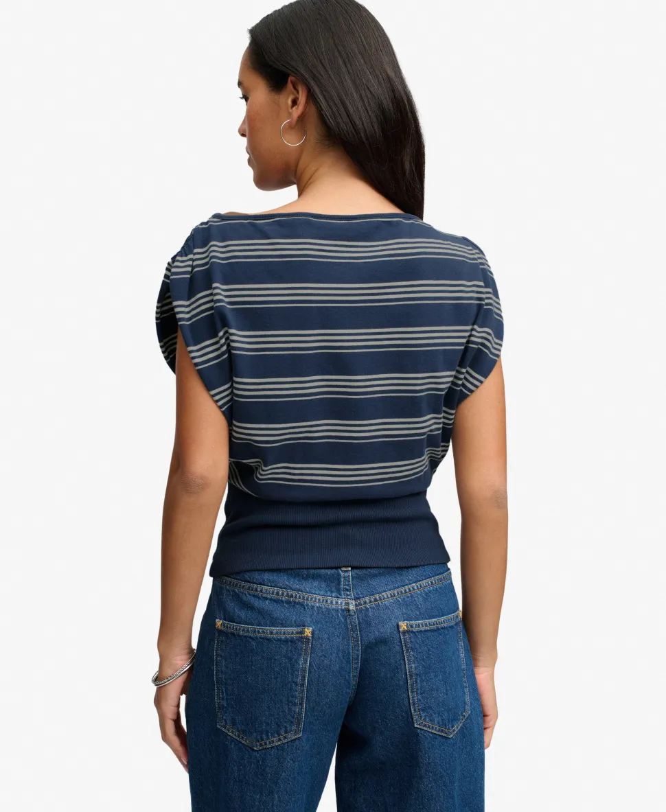 Deep Rib Stripe Bardot Top