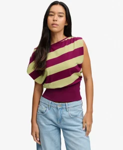 Deep Rib Stripe Bardot Top