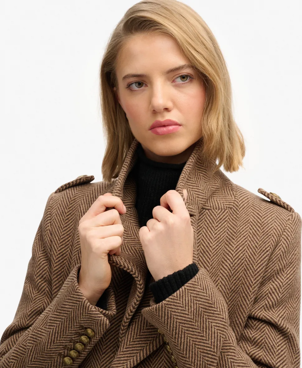 Double Breasted Wool Blend Coat