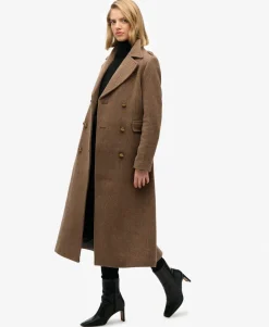 Double Breasted Wool Blend Coat