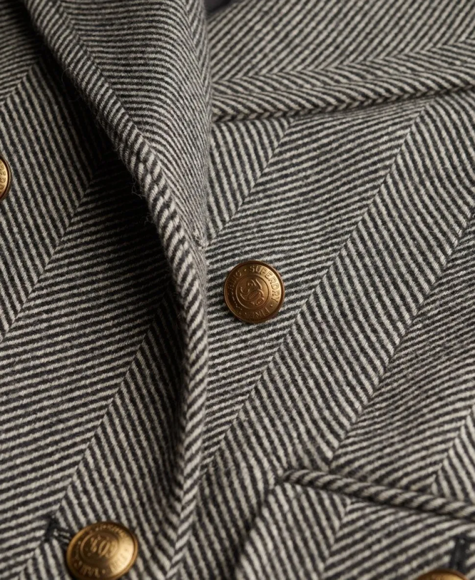 Double Breasted Wool Blend Coat