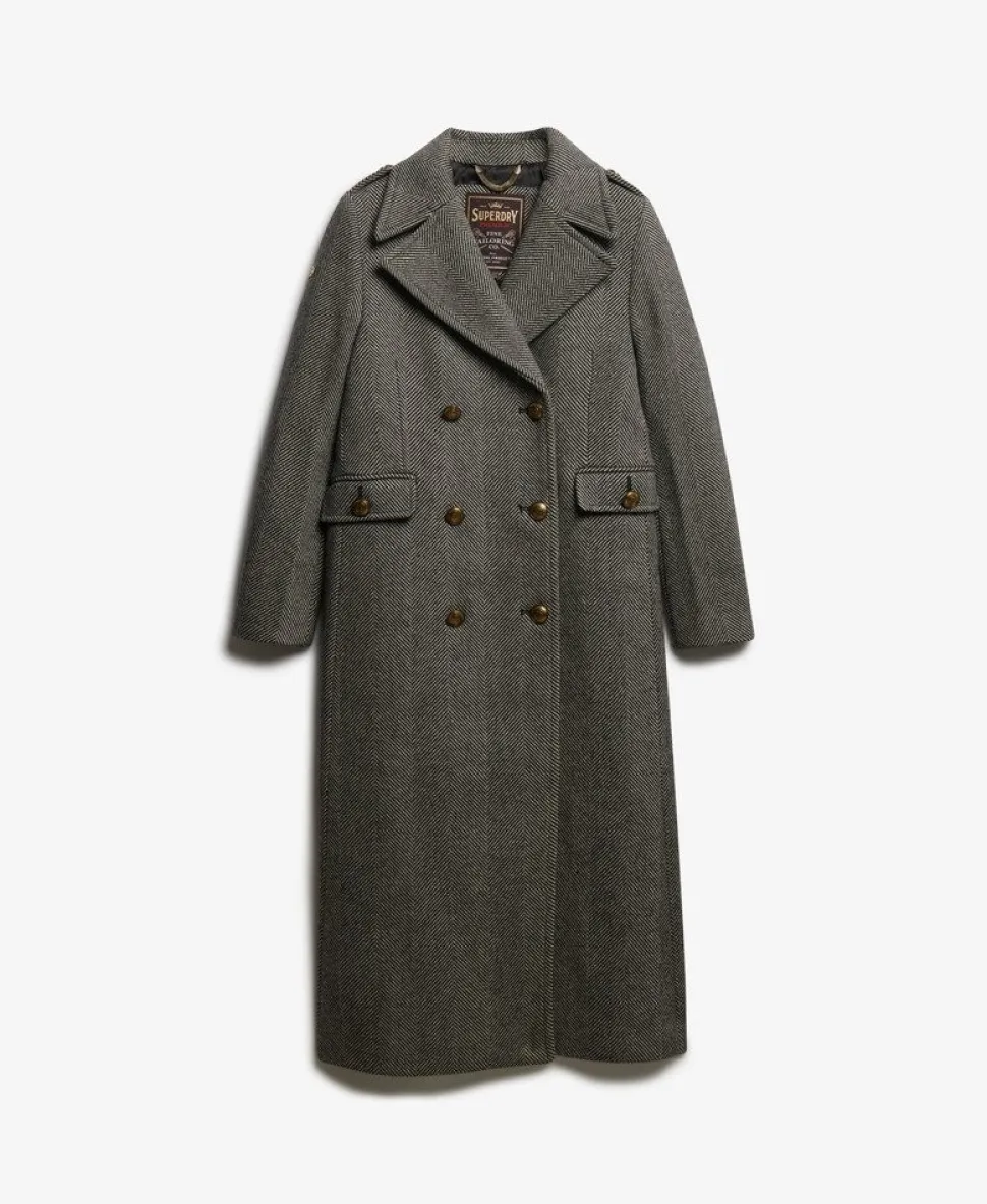 Double Breasted Wool Blend Coat