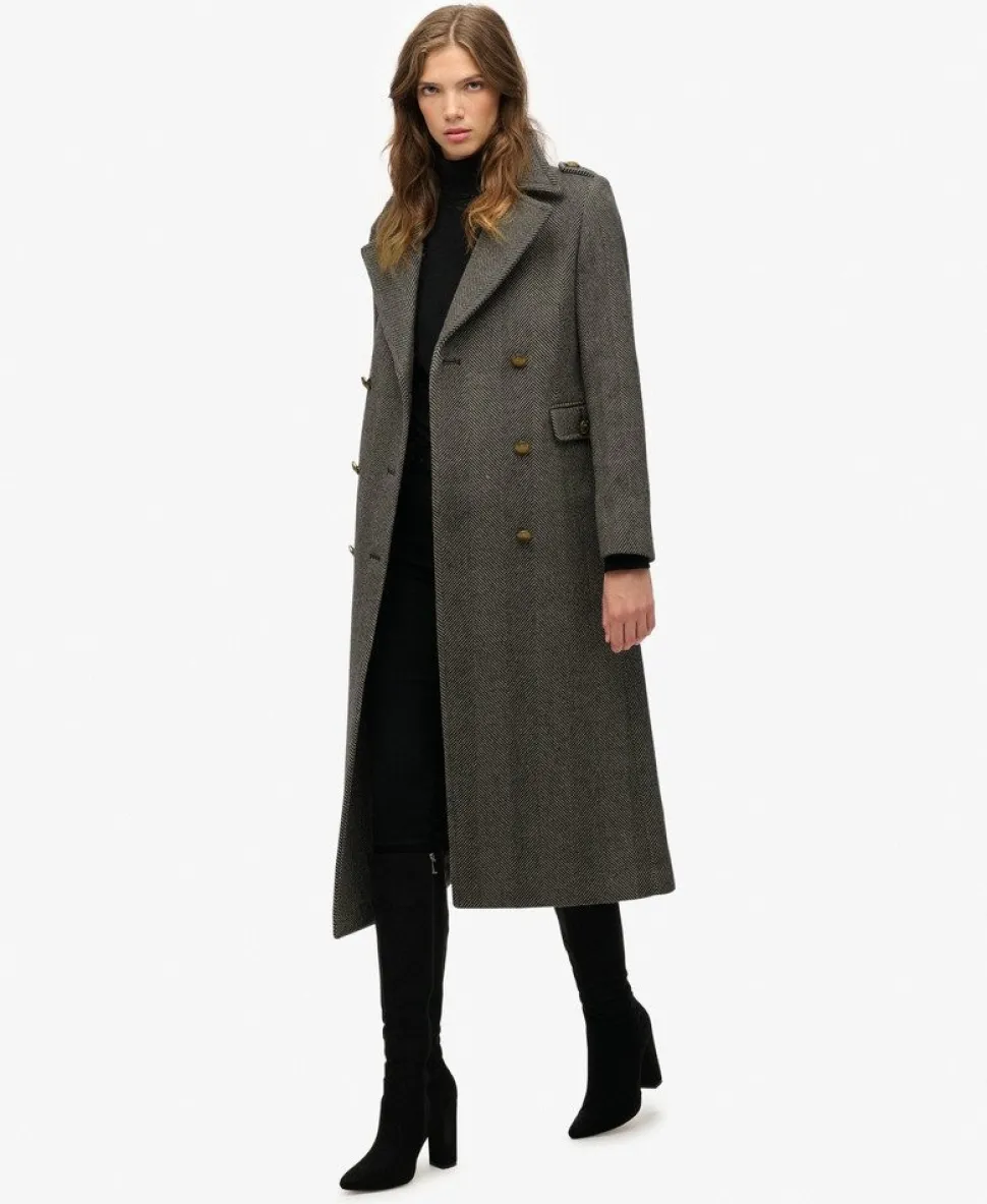 Double Breasted Wool Blend Coat