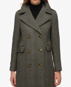 Double Breasted Wool Blend Coat
