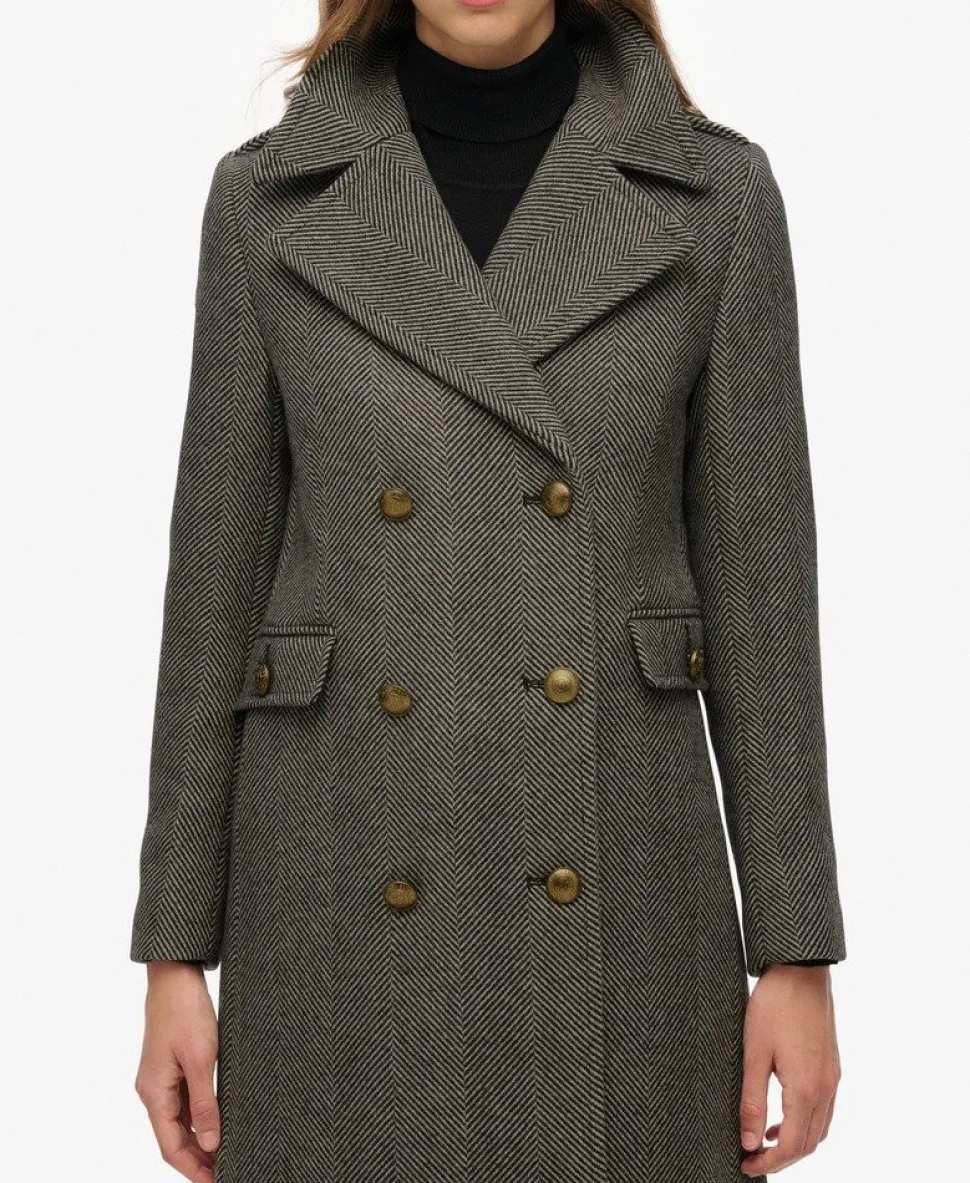 Double Breasted Wool Blend Coat