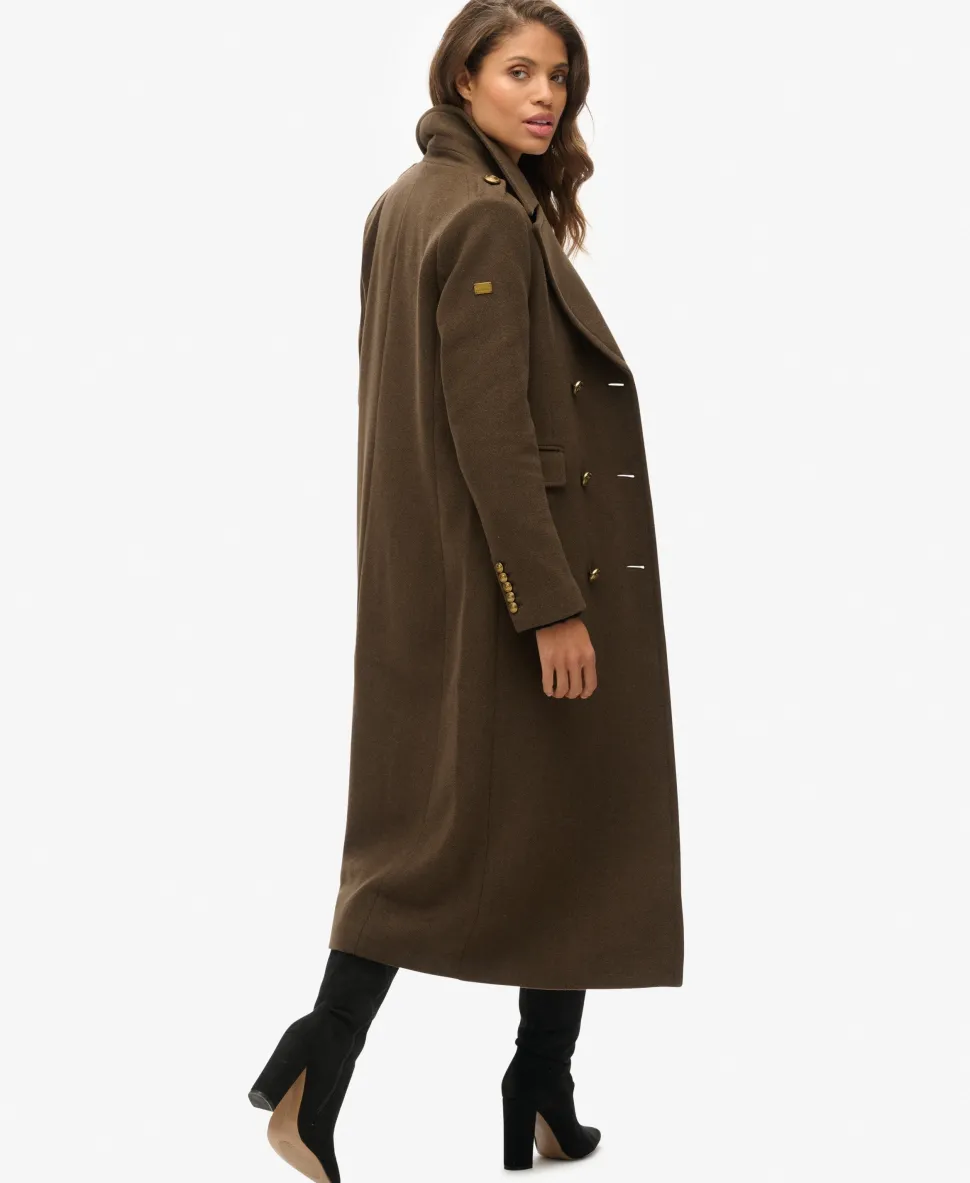 Double Breasted Wool Blend Coat