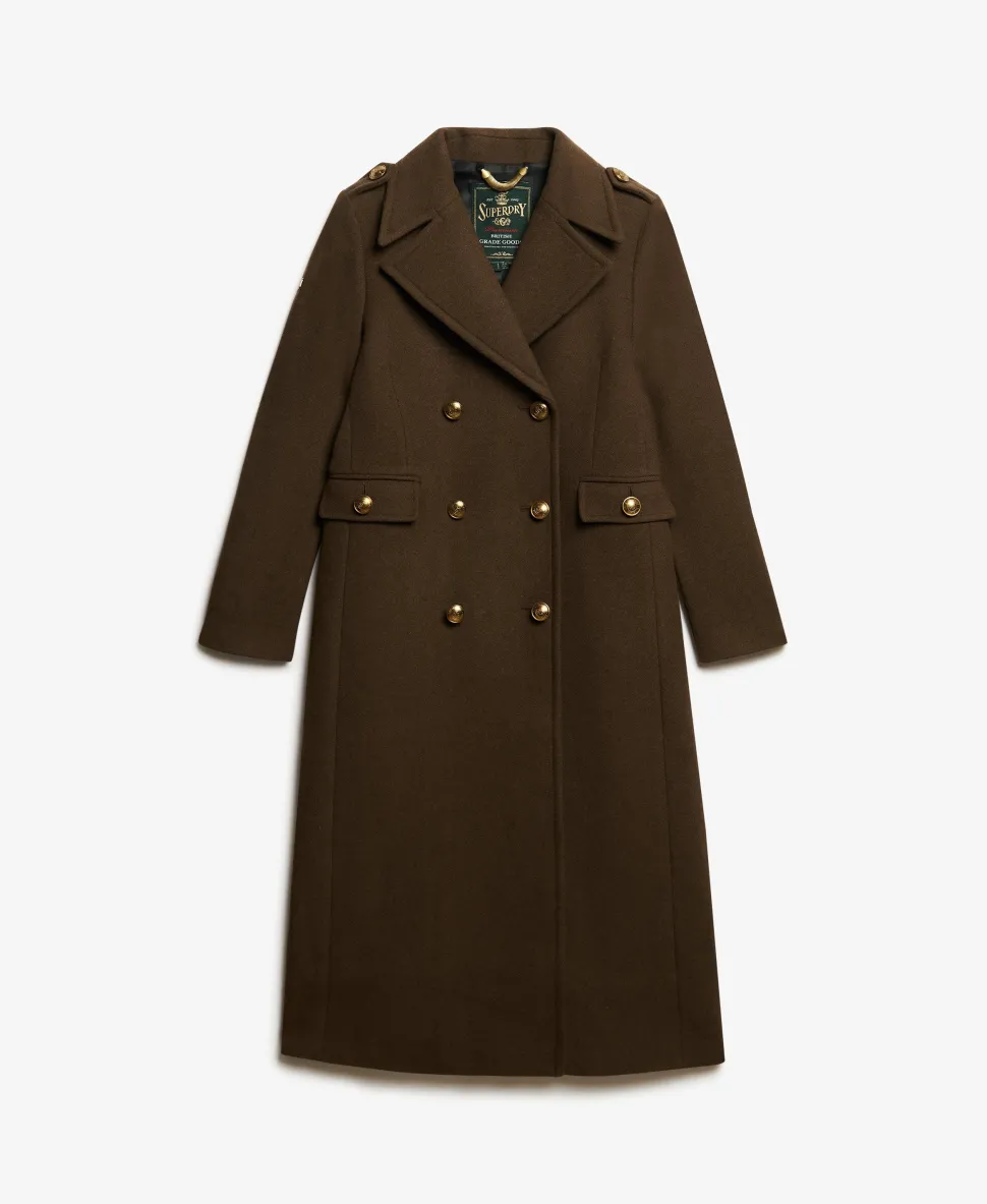 Double Breasted Wool Blend Coat