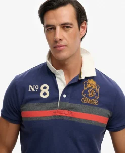 Double Emblem Jersey Short Sleeve Rugby Polo Top