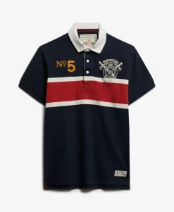 Double Emblem Jersey Short Sleeve Rugby Polo Top