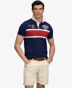 Double Emblem Jersey Short Sleeve Rugby Polo Top