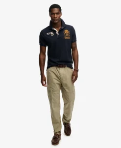 Double Emblem Jersey Short Sleeve Rugby Polo Top