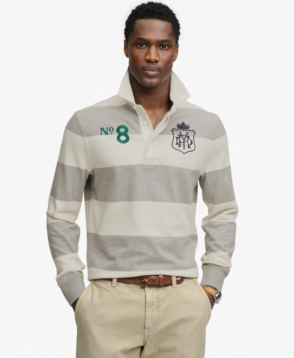Double Emblem Stripe Rugby Top