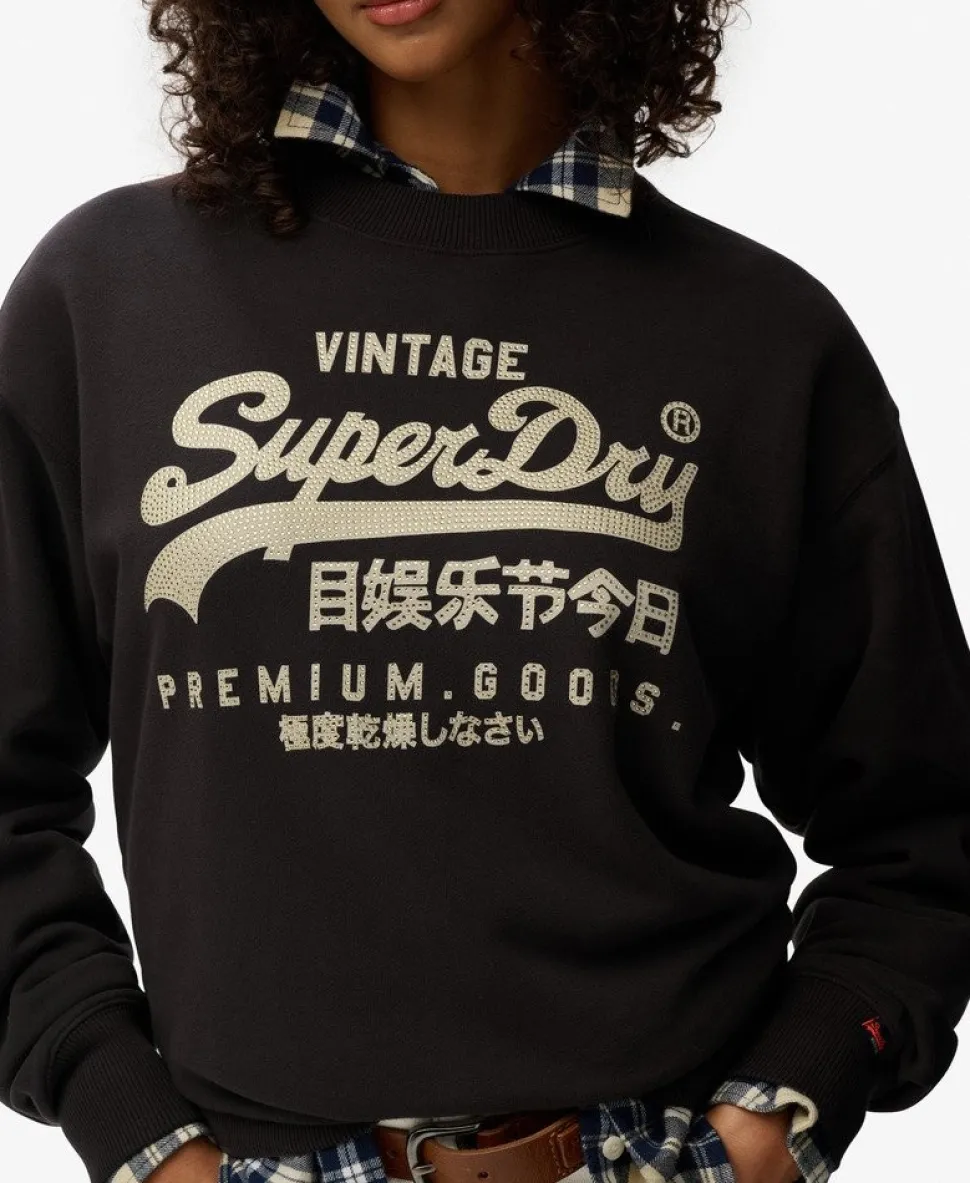 Embellished Vintage Logo Loose Crew Sweatshirt