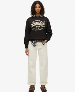 Embellished Vintage Logo Loose Crew Sweatshirt