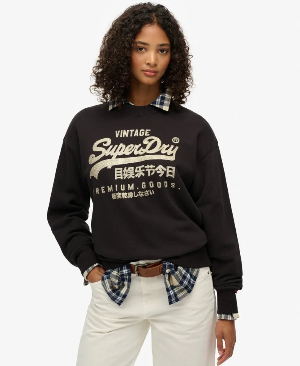 Embellished Vintage Logo Loose Crew Sweatshirt