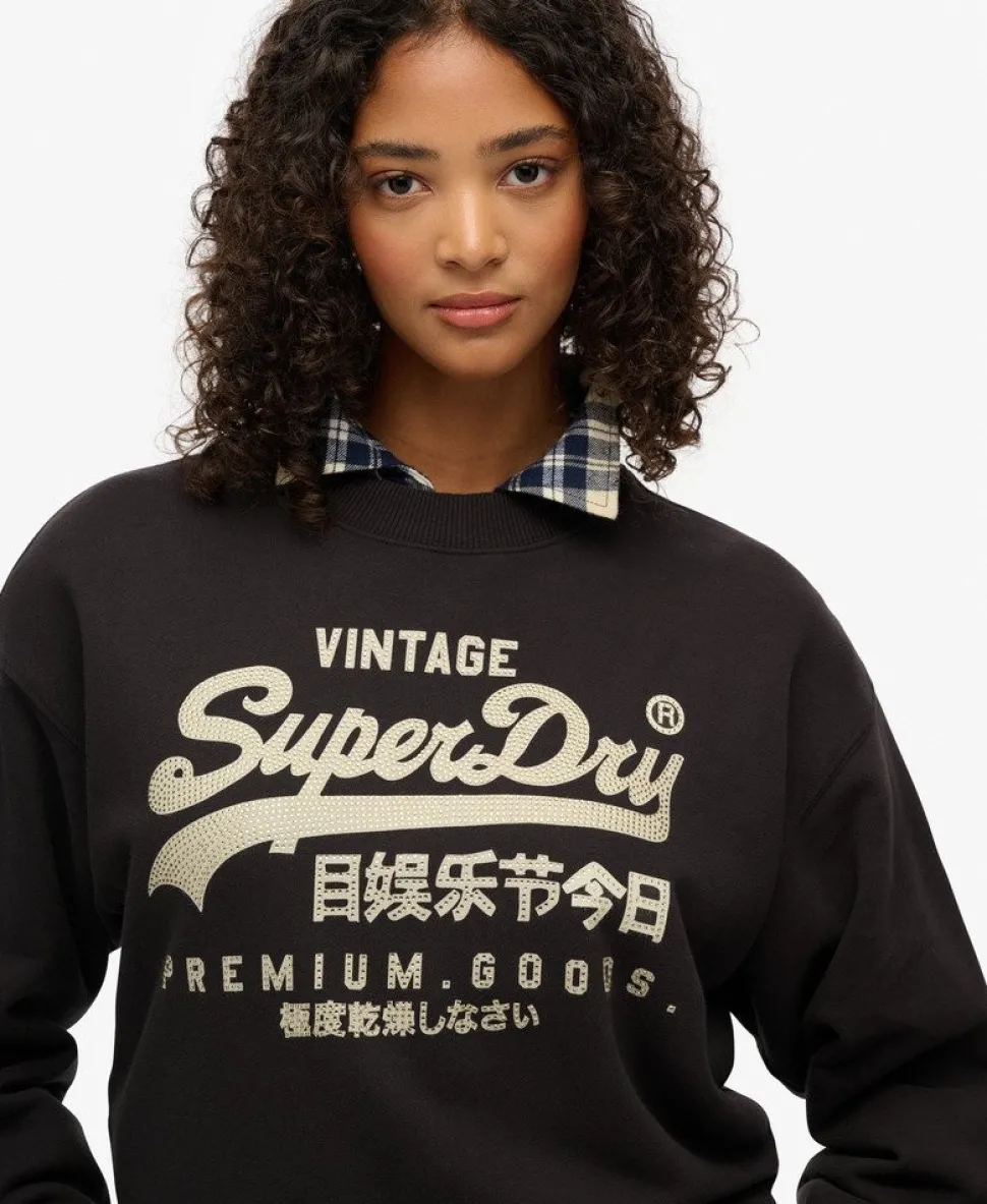 Embellished Vintage Logo Loose Crew Sweatshirt