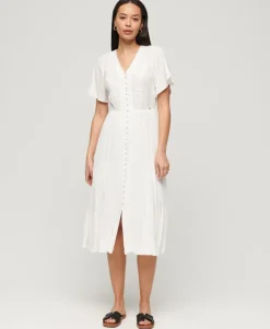 Embroidered Tiered Midi Dress