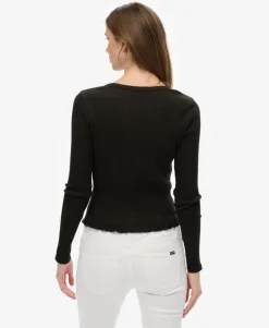 Essential Button Through Long Sleeve Top