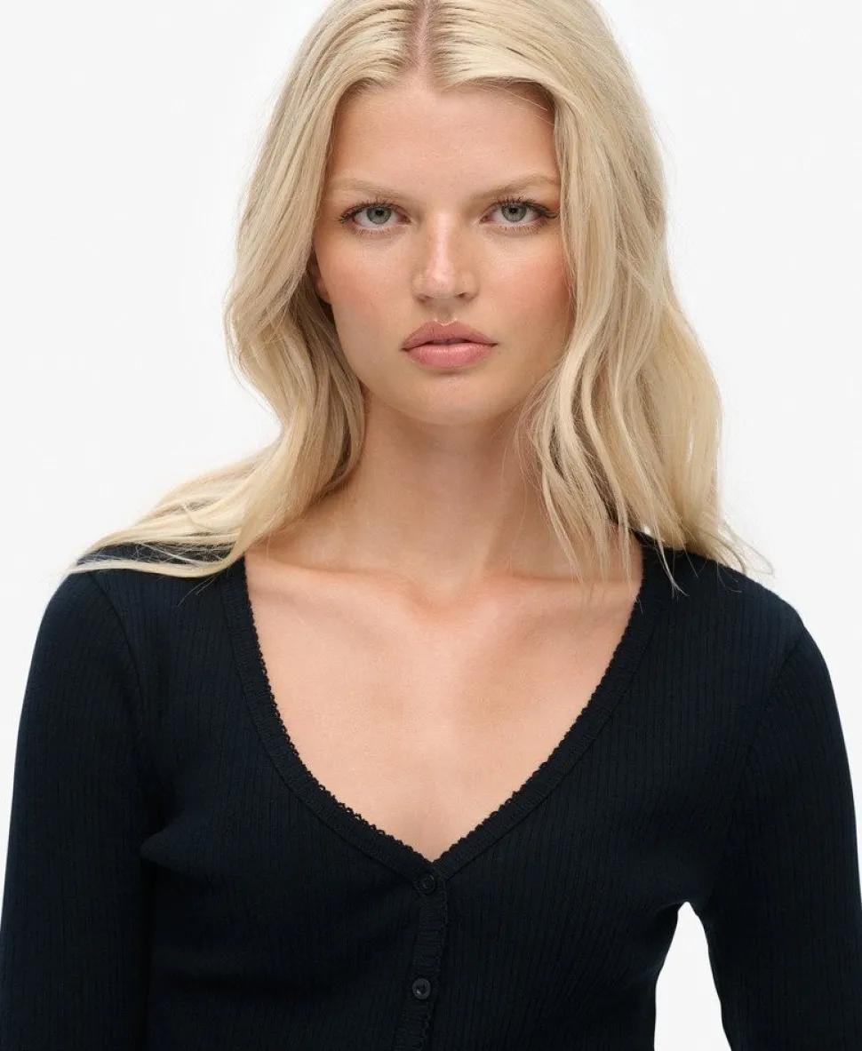 Essential Button Through Long Sleeve Top