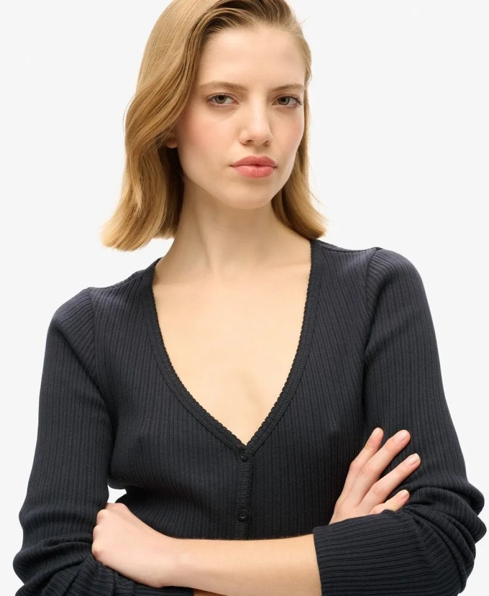 Essential Button Through Long Sleeve Top