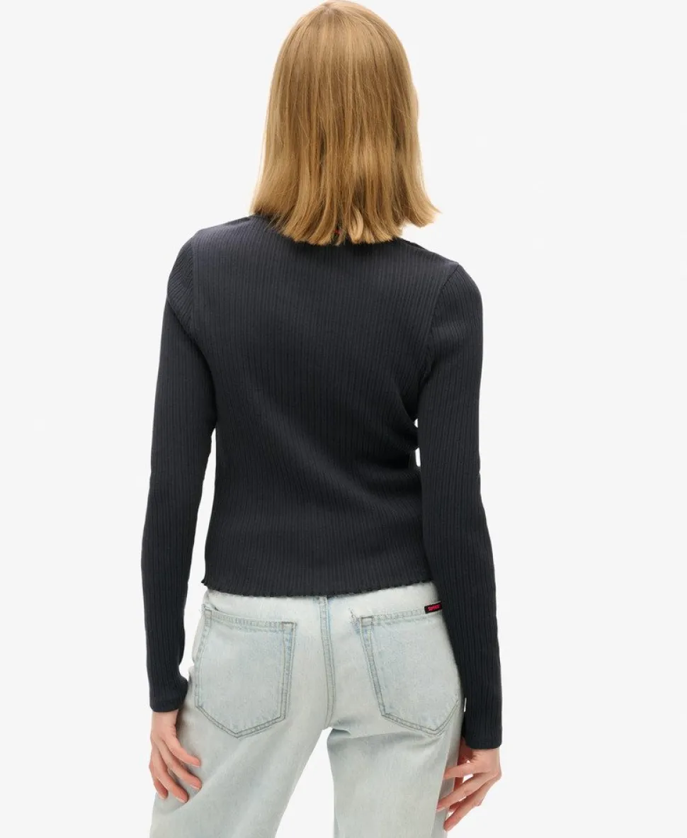 Essential Button Through Long Sleeve Top