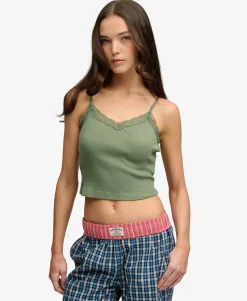 Essential Lace Trim Cropped Cami Top
