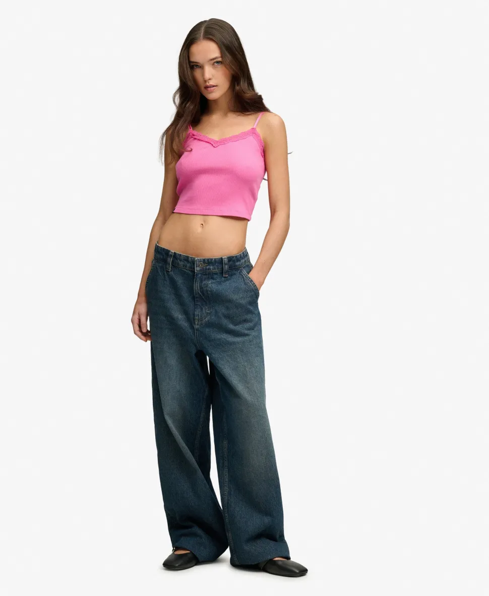 Essential Lace Trim Cropped Cami Top