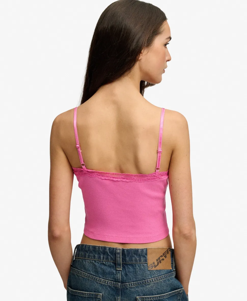 Essential Lace Trim Cropped Cami Top